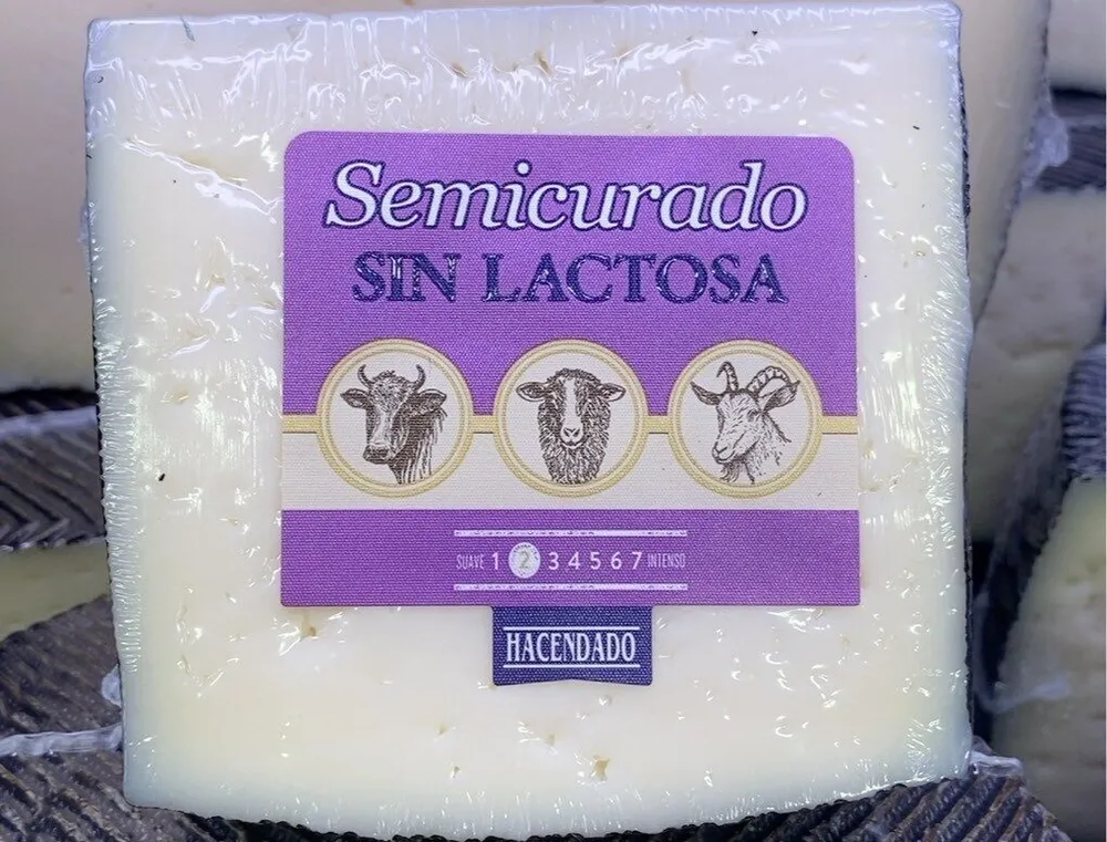 Queso semicurado sin lactosa