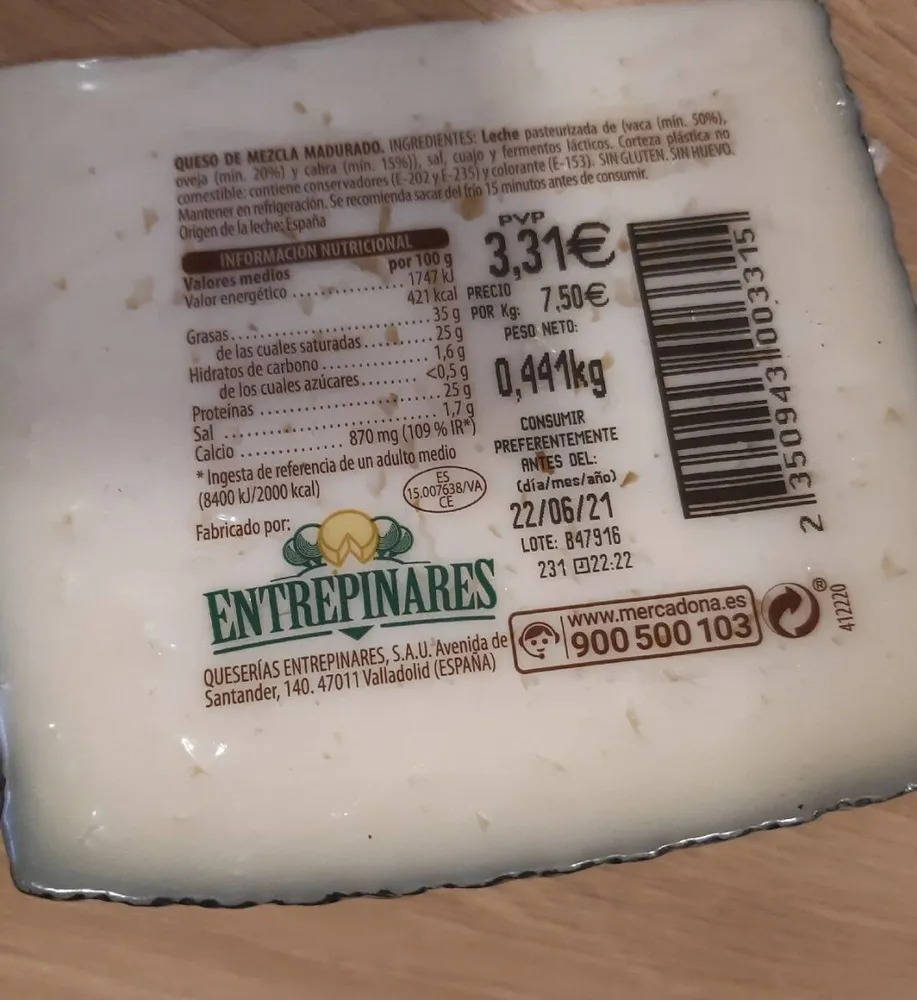 Queso de mezcla madurado