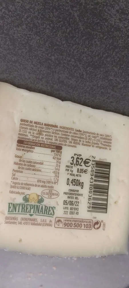 Queso mezcla madurado