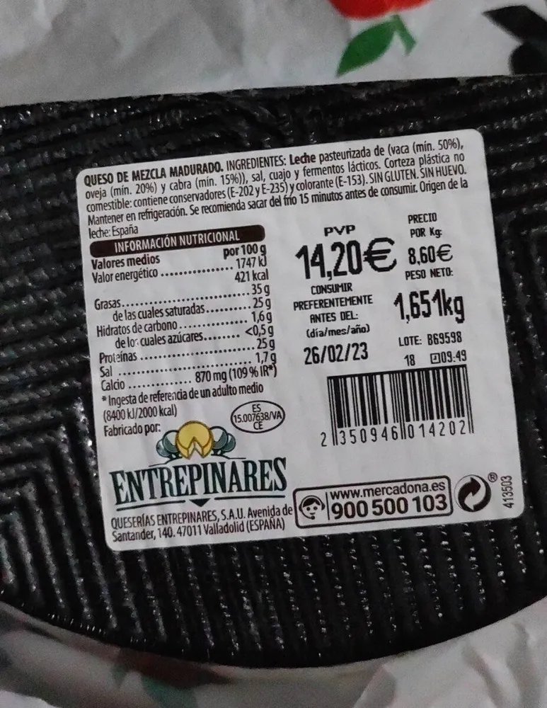 Queso de mezcla madurado
