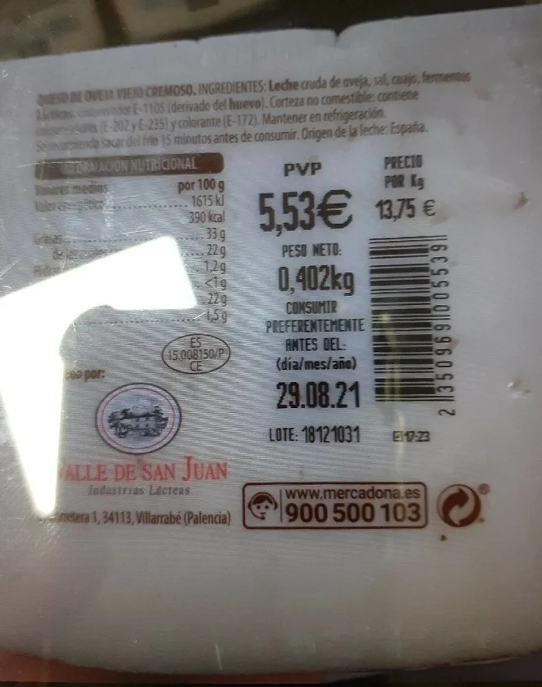 Queso de Oveja Viejo Cremoso