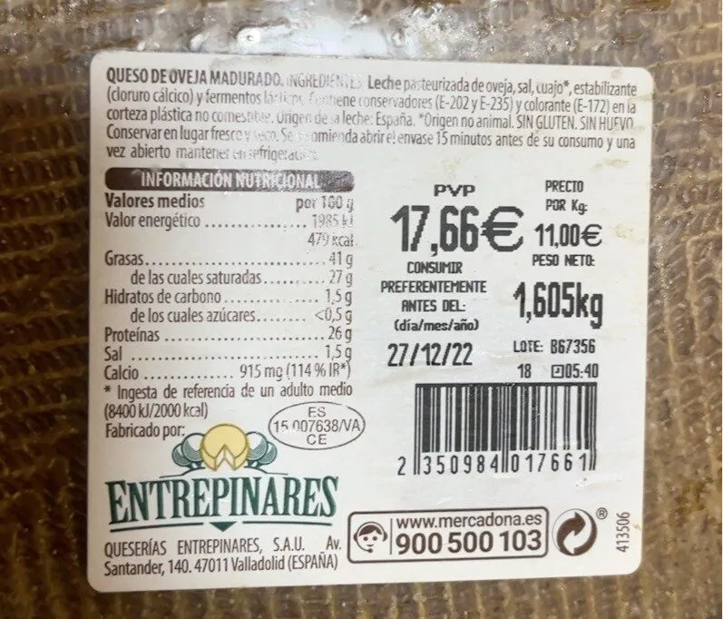 Queso de oveja madurado
