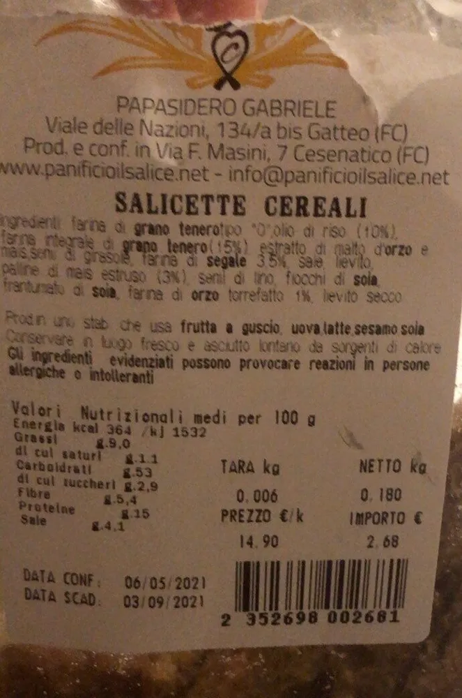Salicette cereali