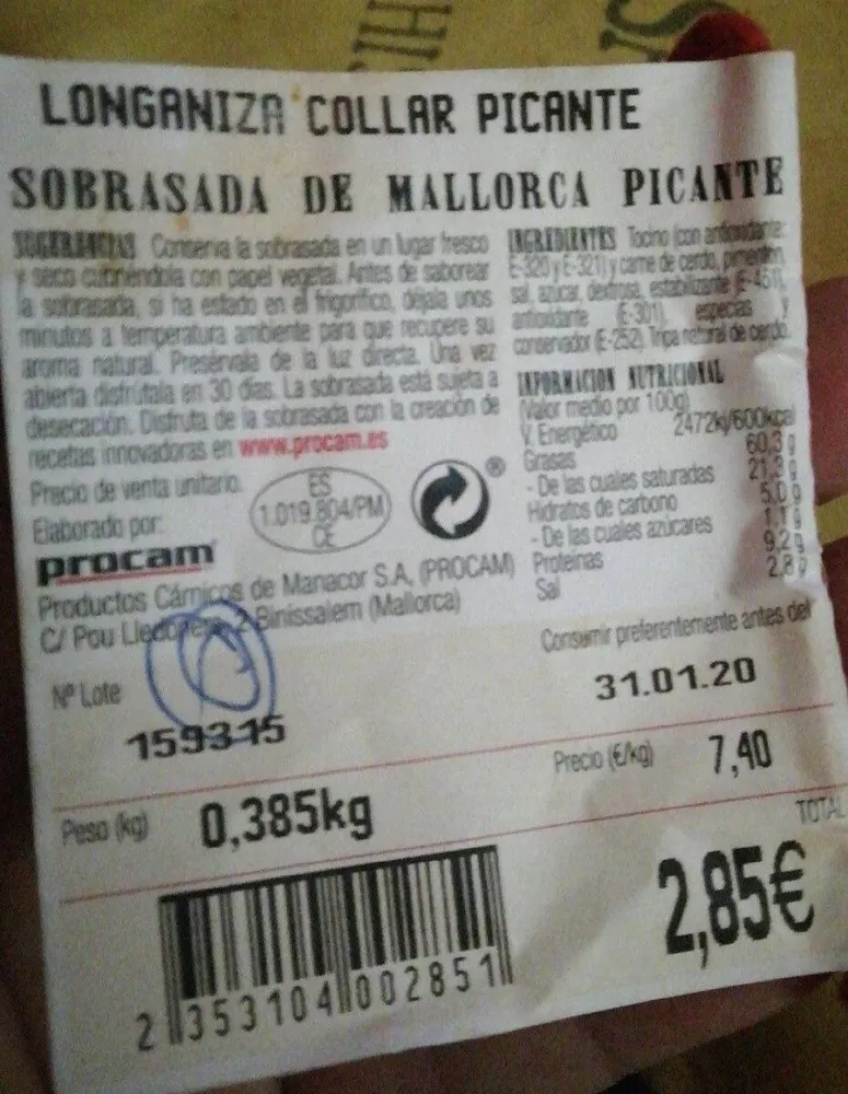 Sobrasada collar picante