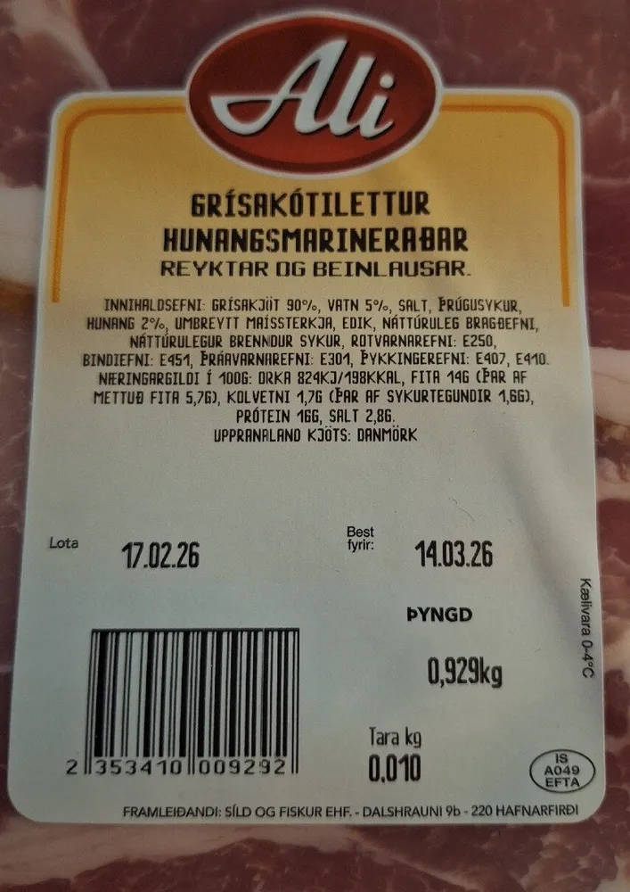 Grísakótelettur Hunangsmarineraðar