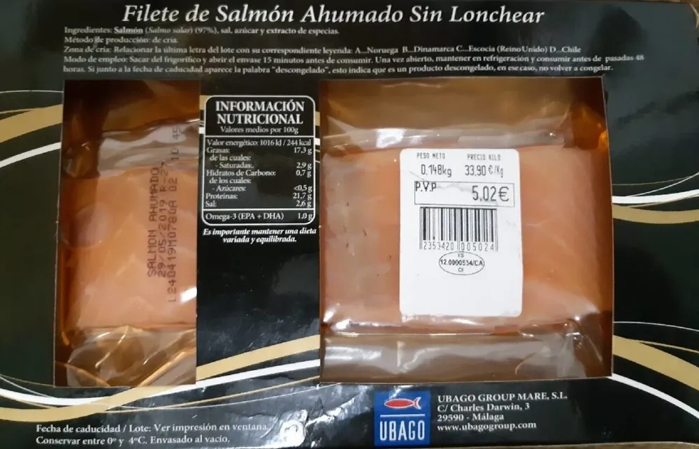 Filete de salmón ahumado sin lonchear