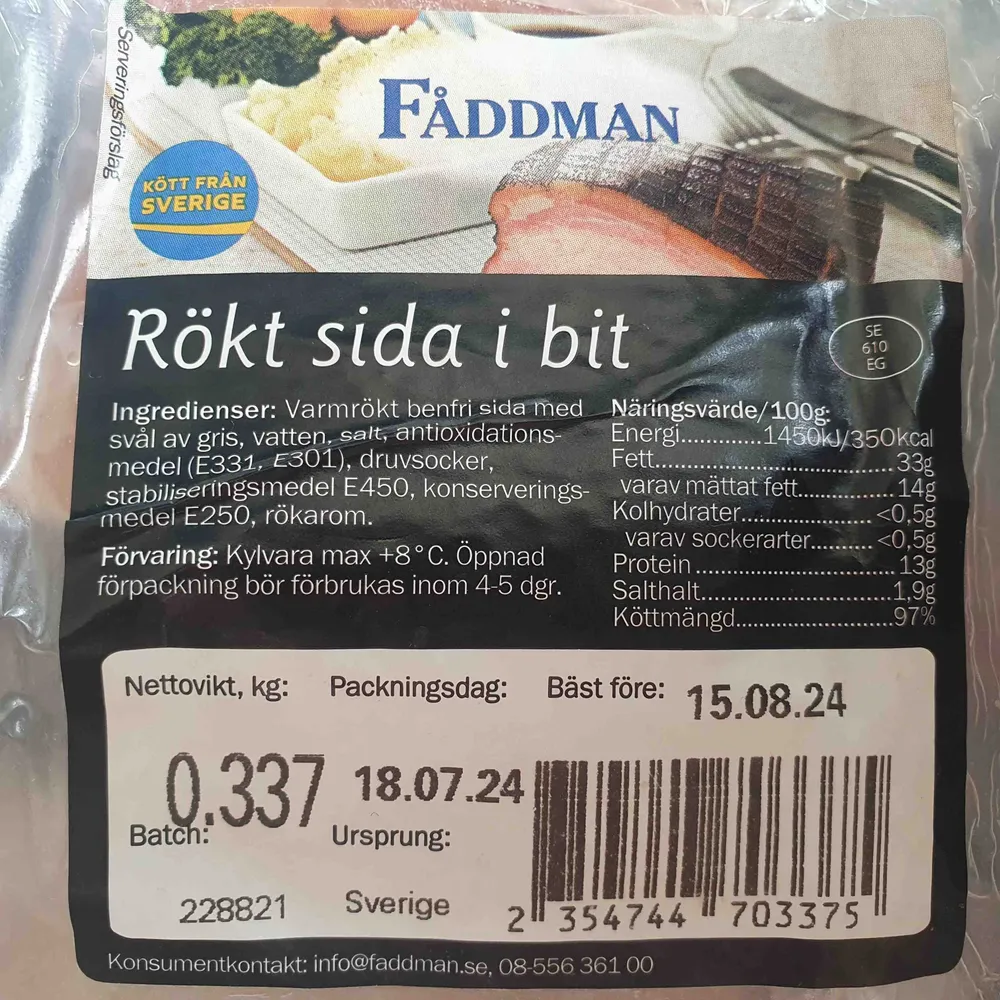 Rökt sida i bit