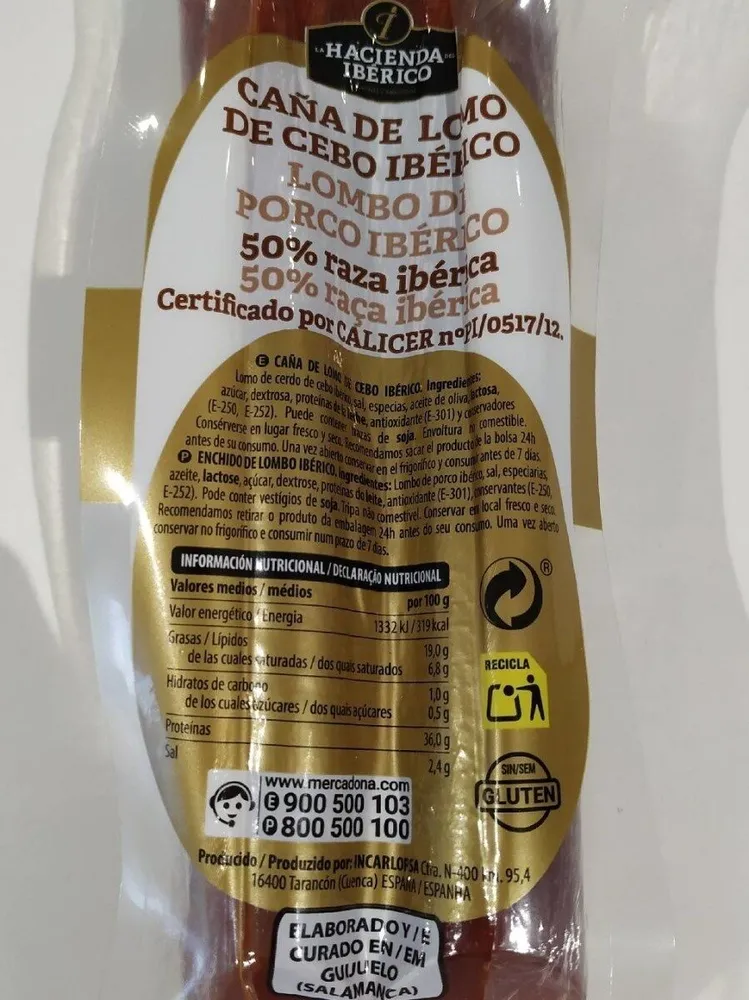 Caña de lomo de cebo ibérico 50% raza ibérica