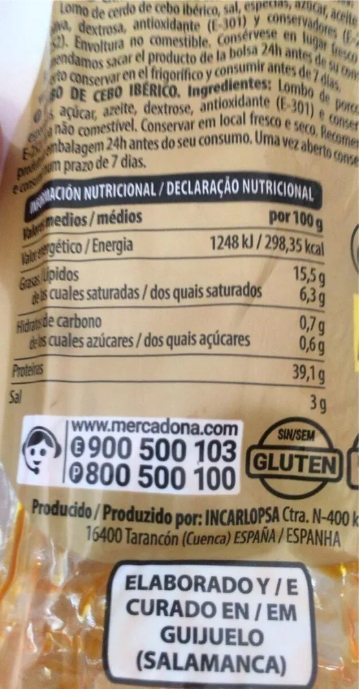 Lomo de cerdo de cebo ibérico
