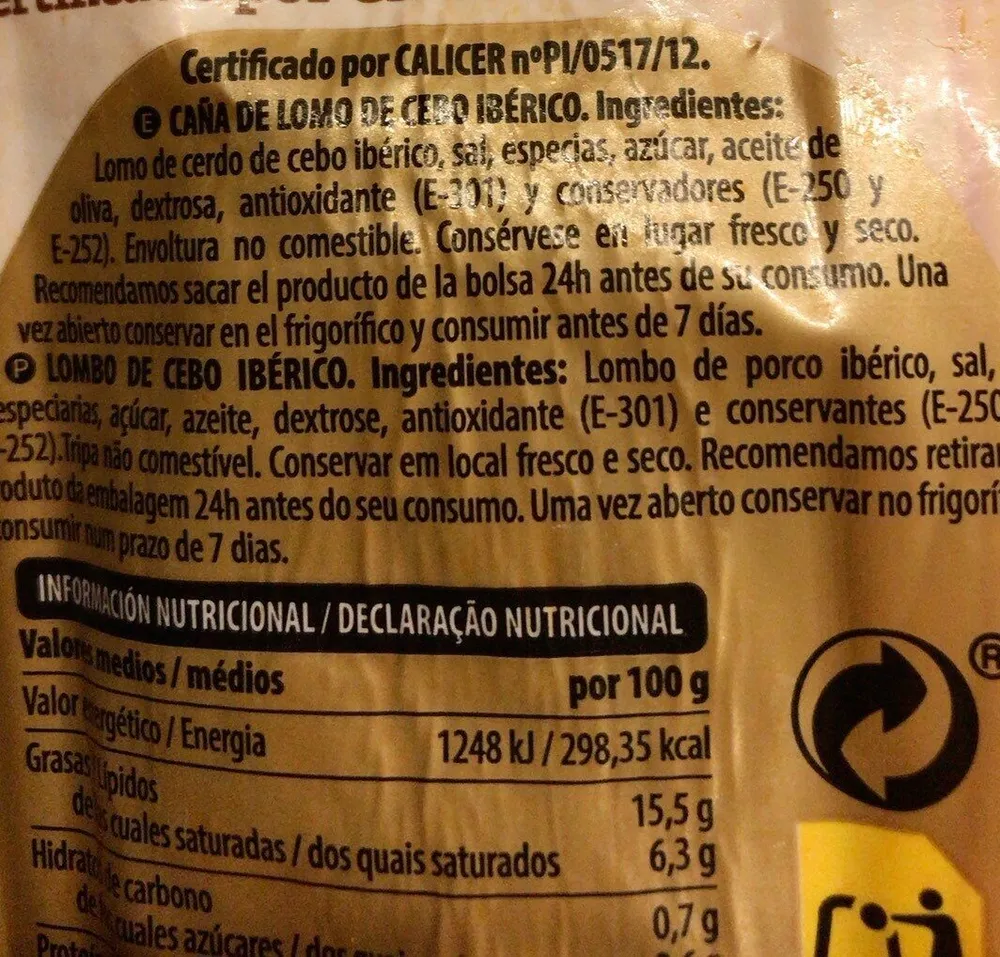 Caña de lomo de cebo iberico