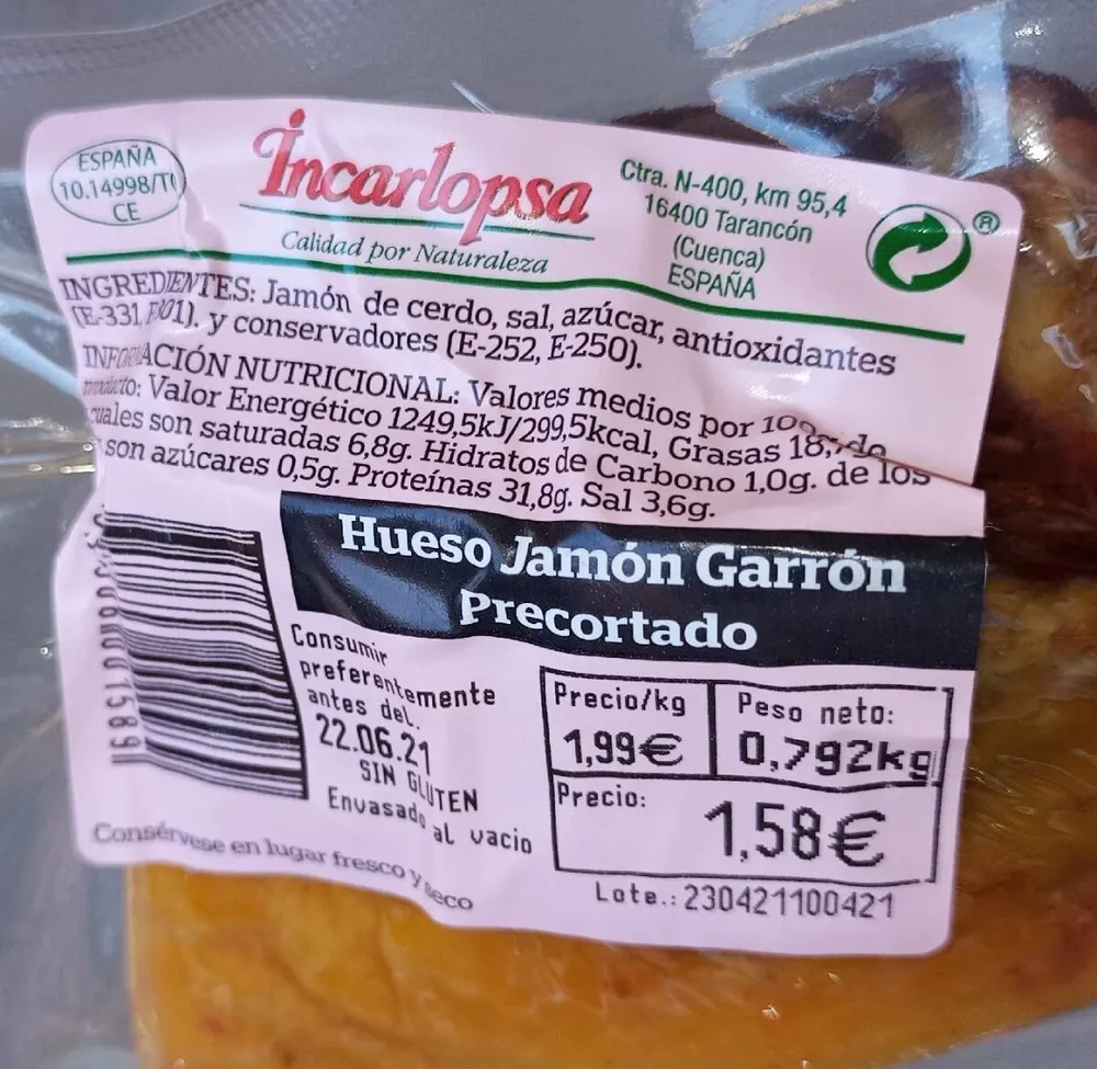 Hueso jamon garrón precortado