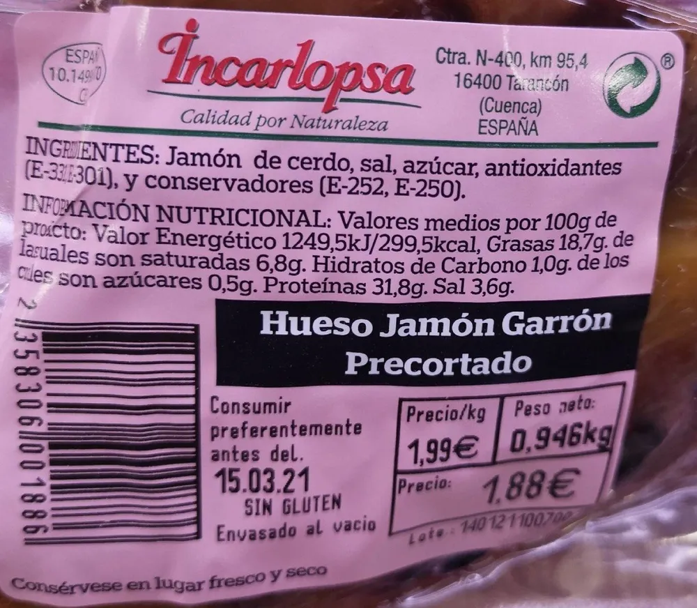 Hueso de jamón garron precortado