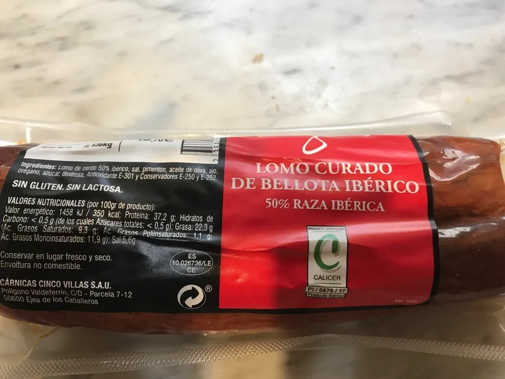 Lomo curado de bellota ibérico