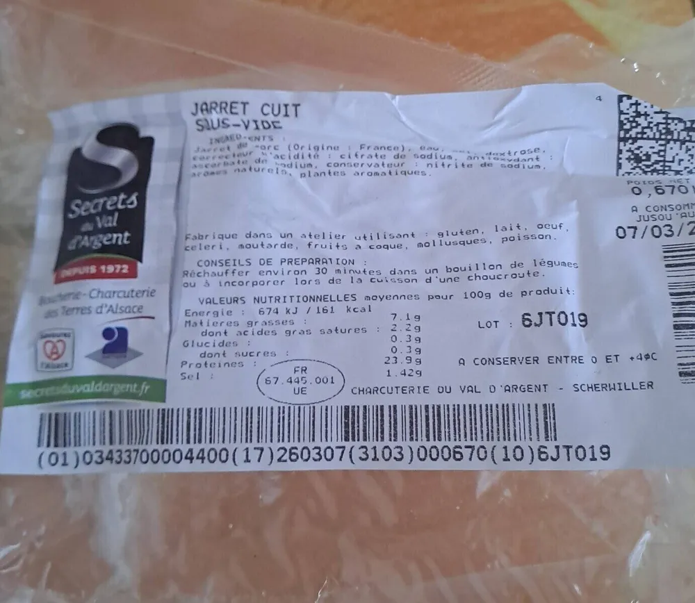 Jarret cuit sous vide