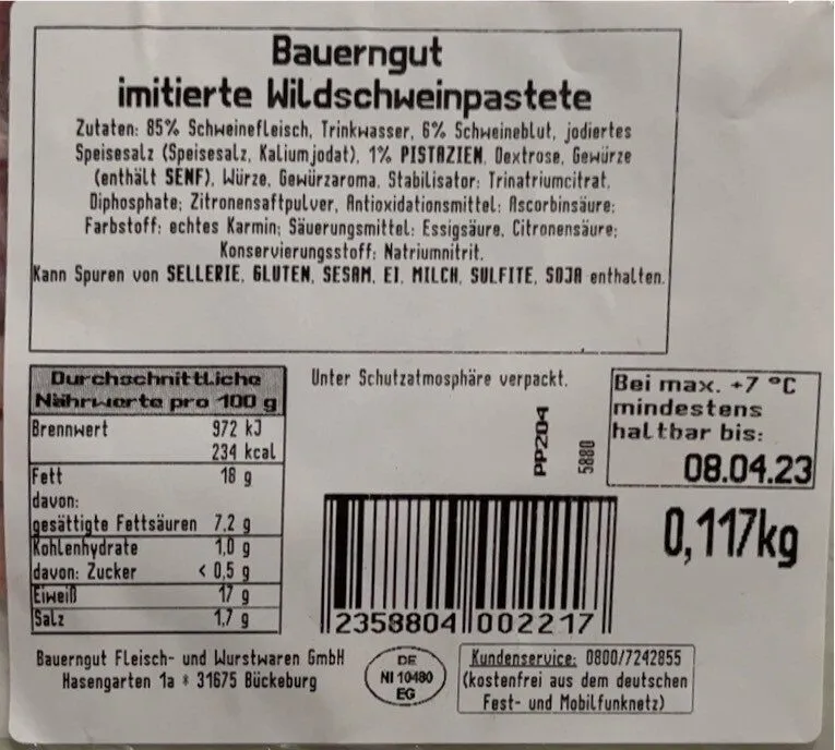 Imitierte Wildschweinpastete