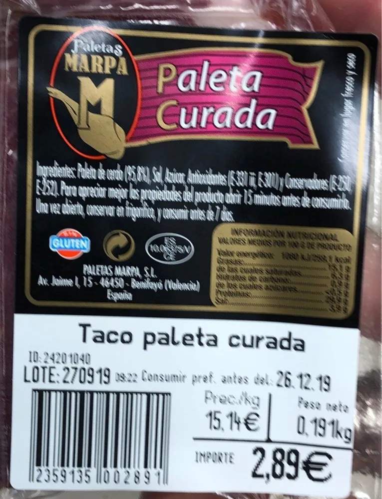 Paleta curada