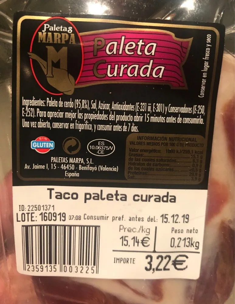 Paleta curada