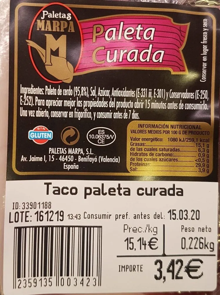 Paleta curada