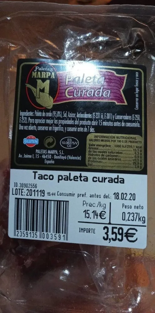 Paleta curada