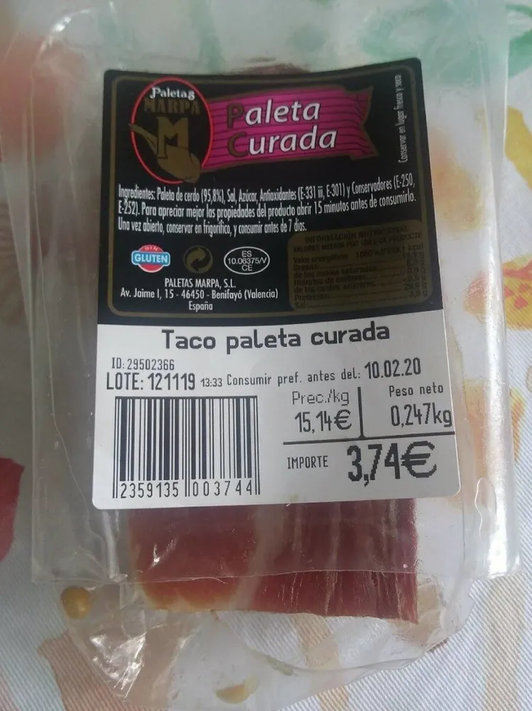 Paleta curada