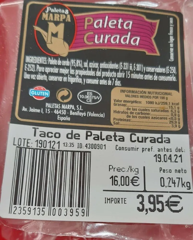 Paleta curada