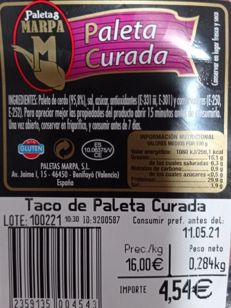 Paleta curada