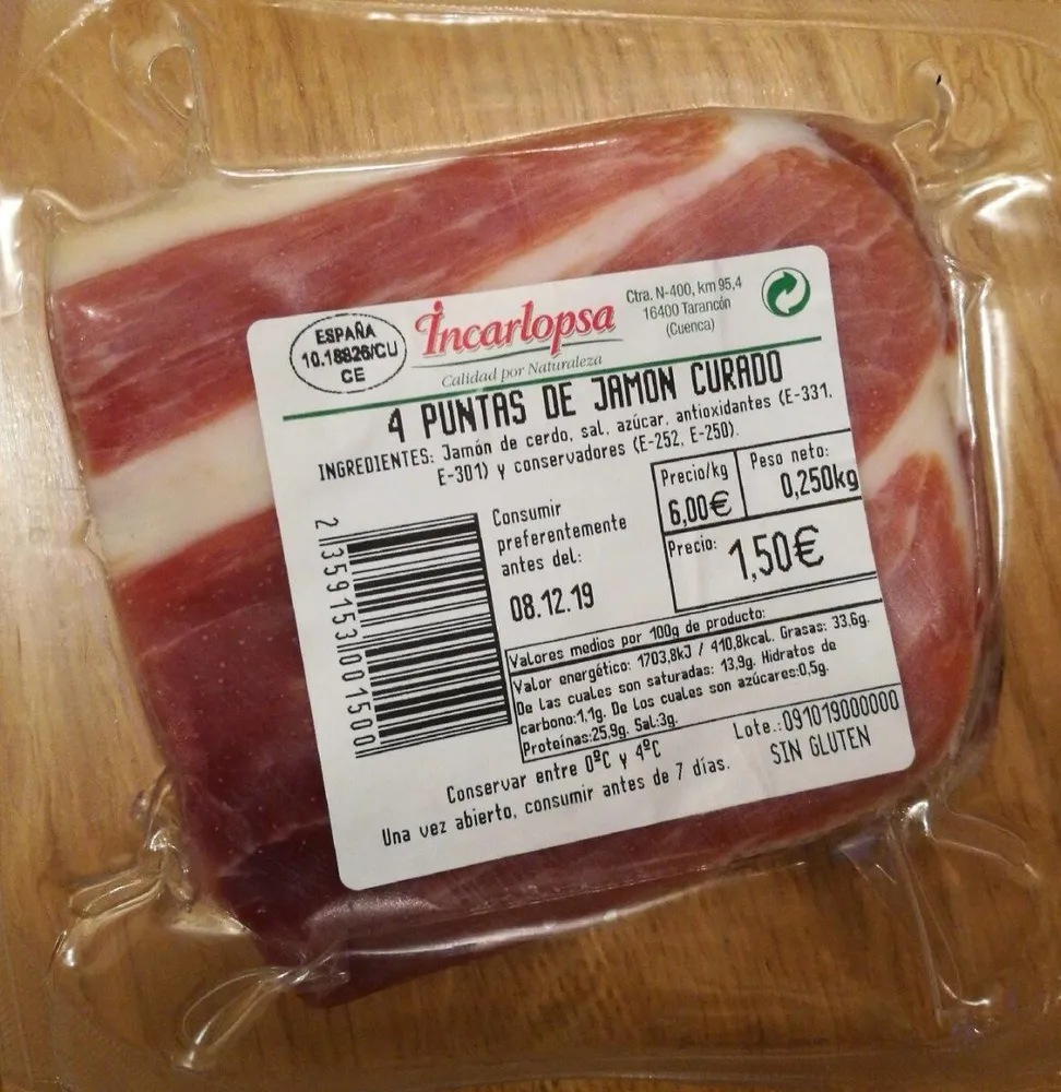 4 puntas de jamon curado