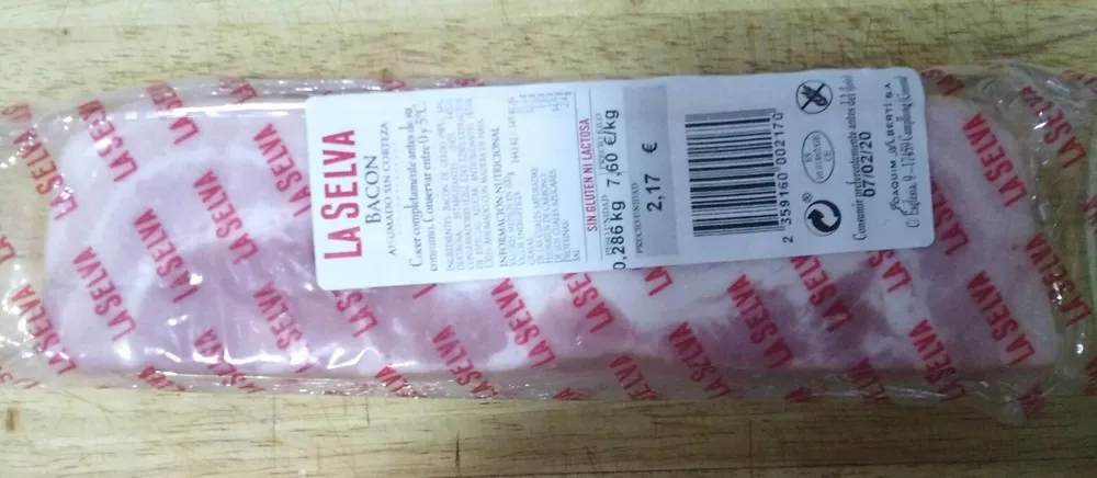 Bacon ahumado sin corteza