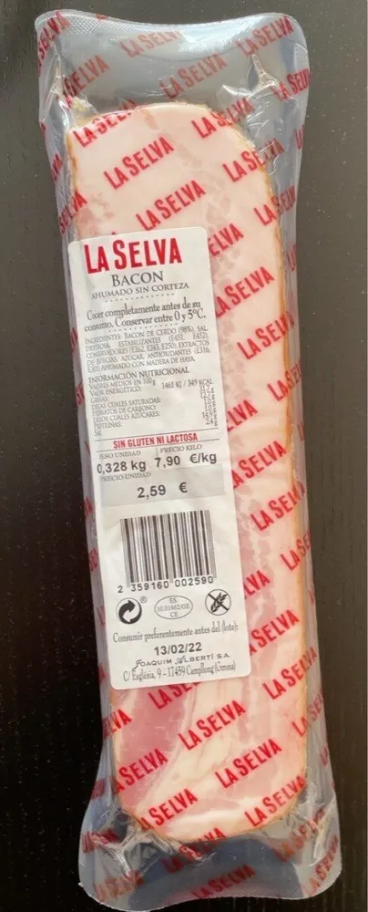 Bacon ahumado sin corteza