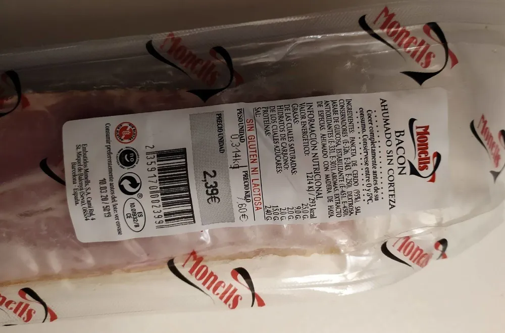 Bacon Ahumado sin corteza