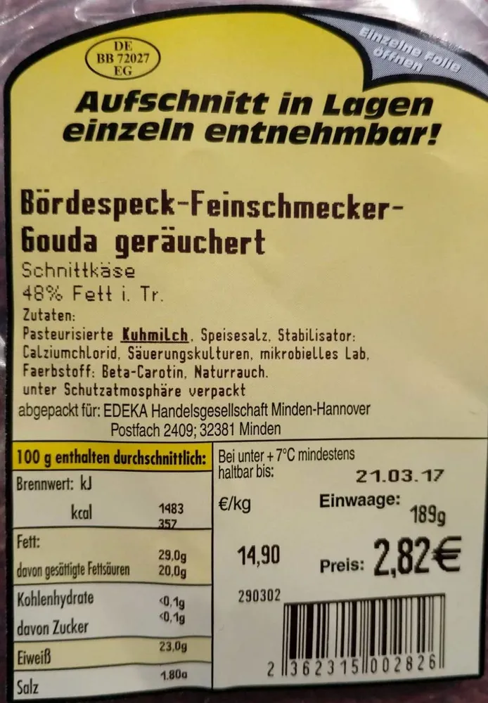 Bördespeck-Feinschmer-Gouda geräuchert