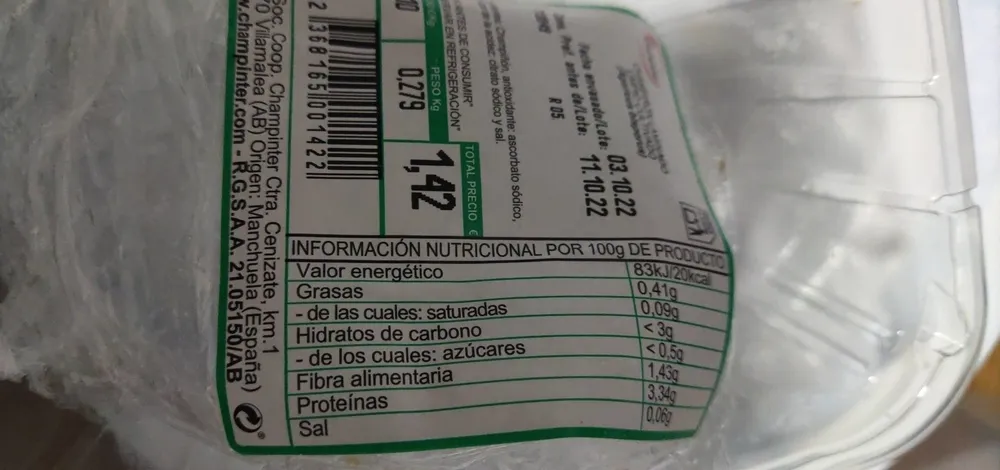 Champiñón laminado