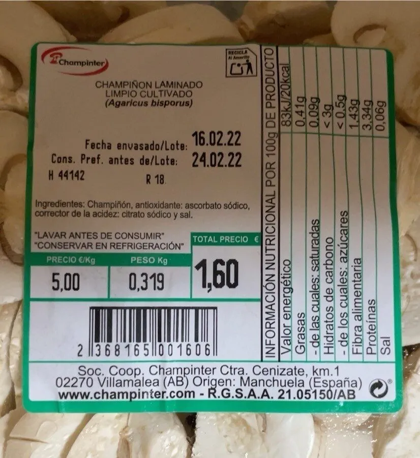 Champiñon laminado