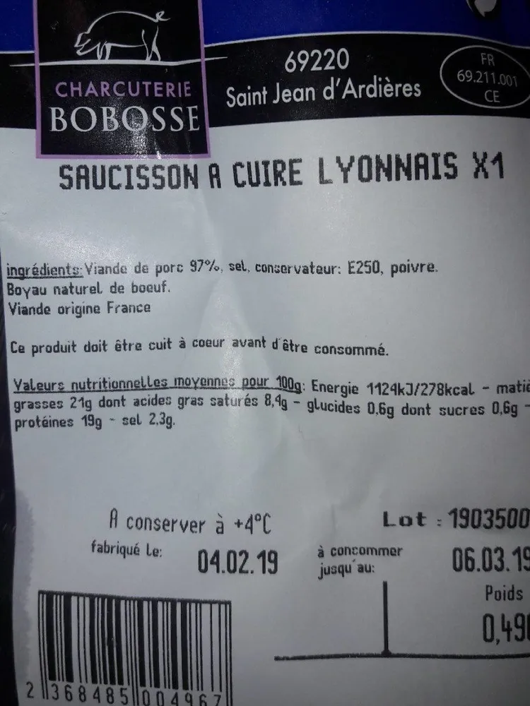 Saucisson a cuire