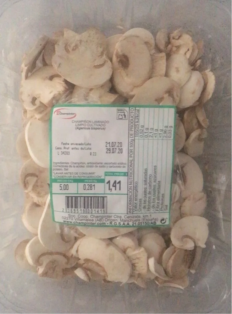 Champiñon Laminado limpio cultivado