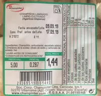 Champiñón laminado limpio cultivado