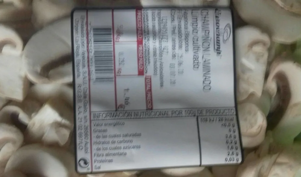 Champiñones laminados