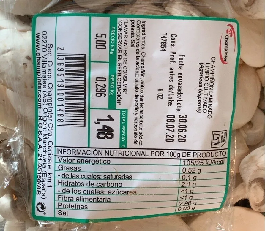 Champiñón laminado