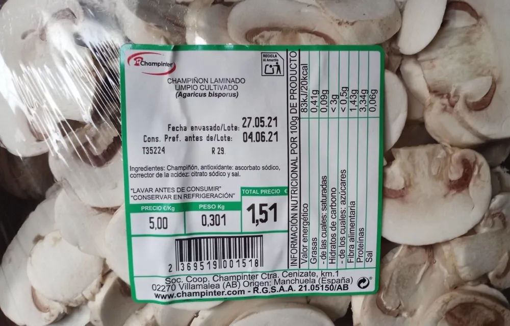 Champiñón laminado