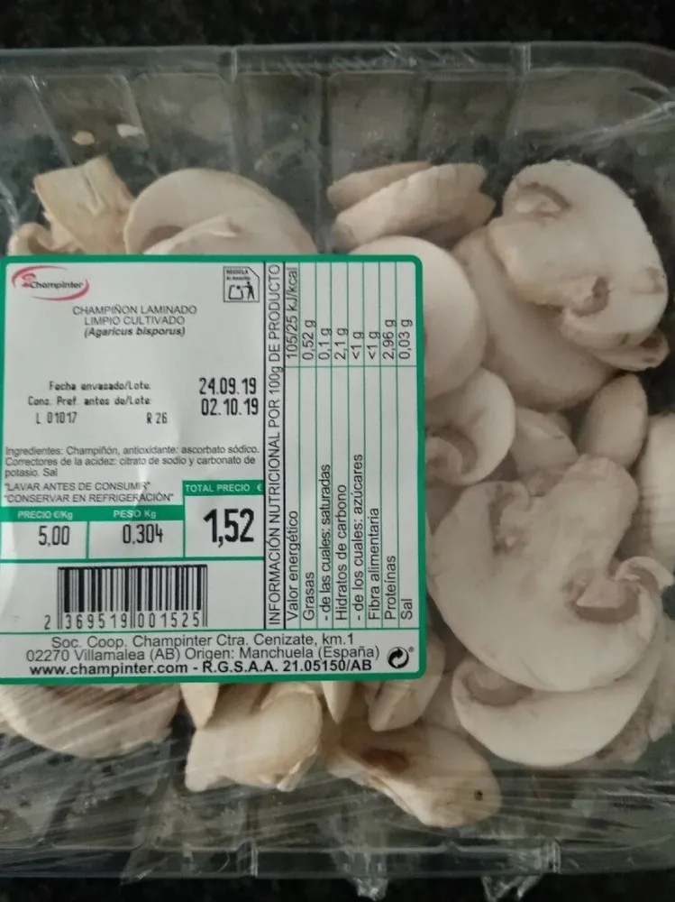 Champiñones laminados