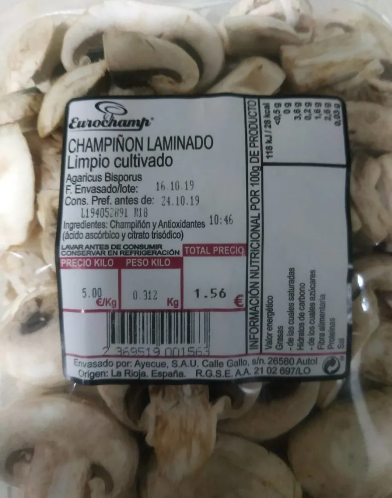 Champiñón laminado