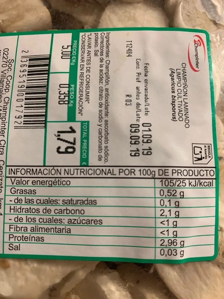 Champiñon laminado