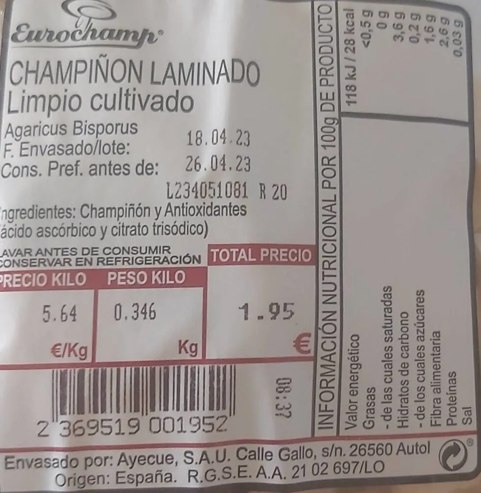 Champiñon laminado