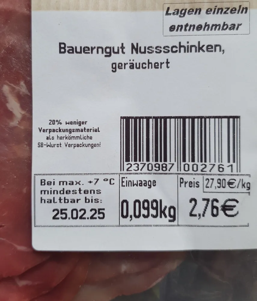 Nussschinken, geräuchert