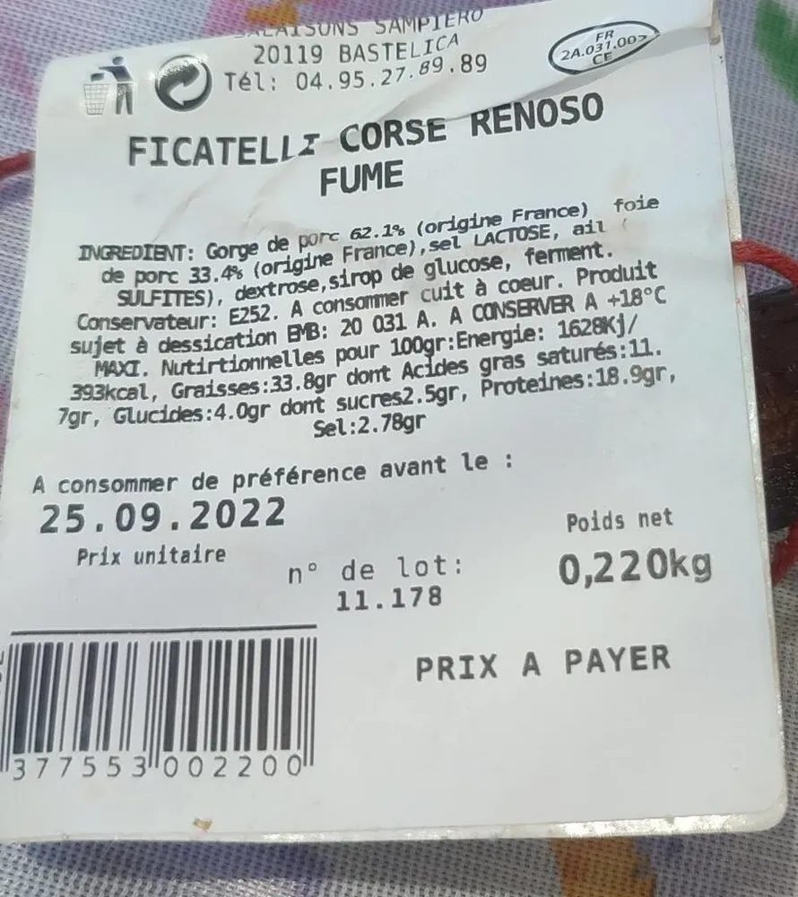 Figatelli corse renoso fumé