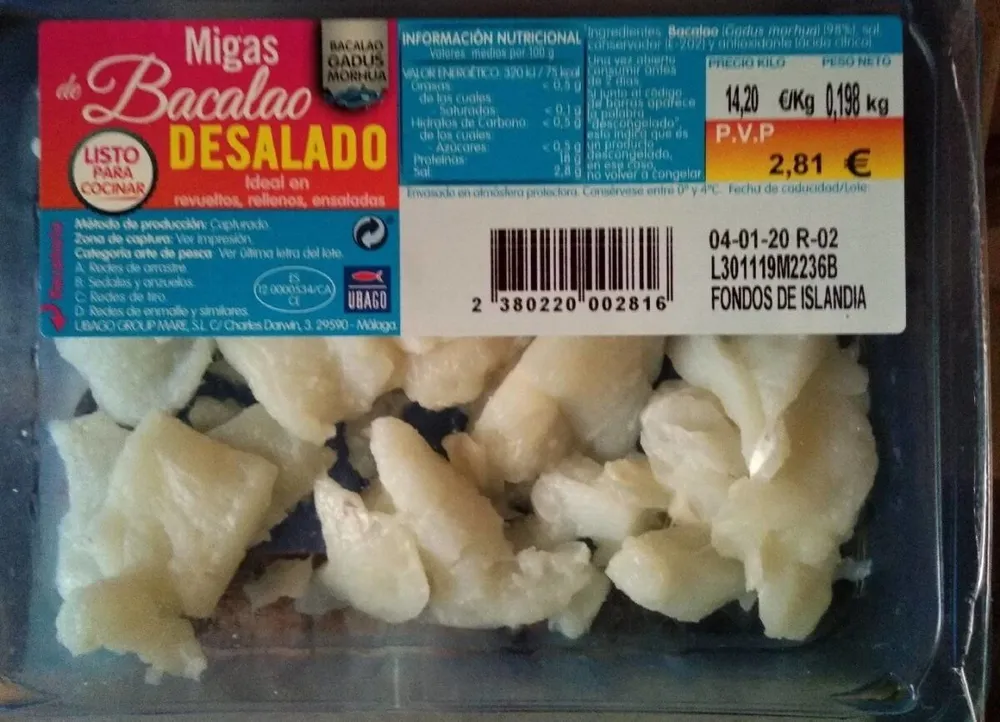 Migas de bacalao desalado