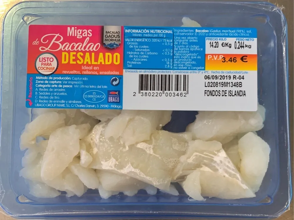 Migas de bacalao desalado