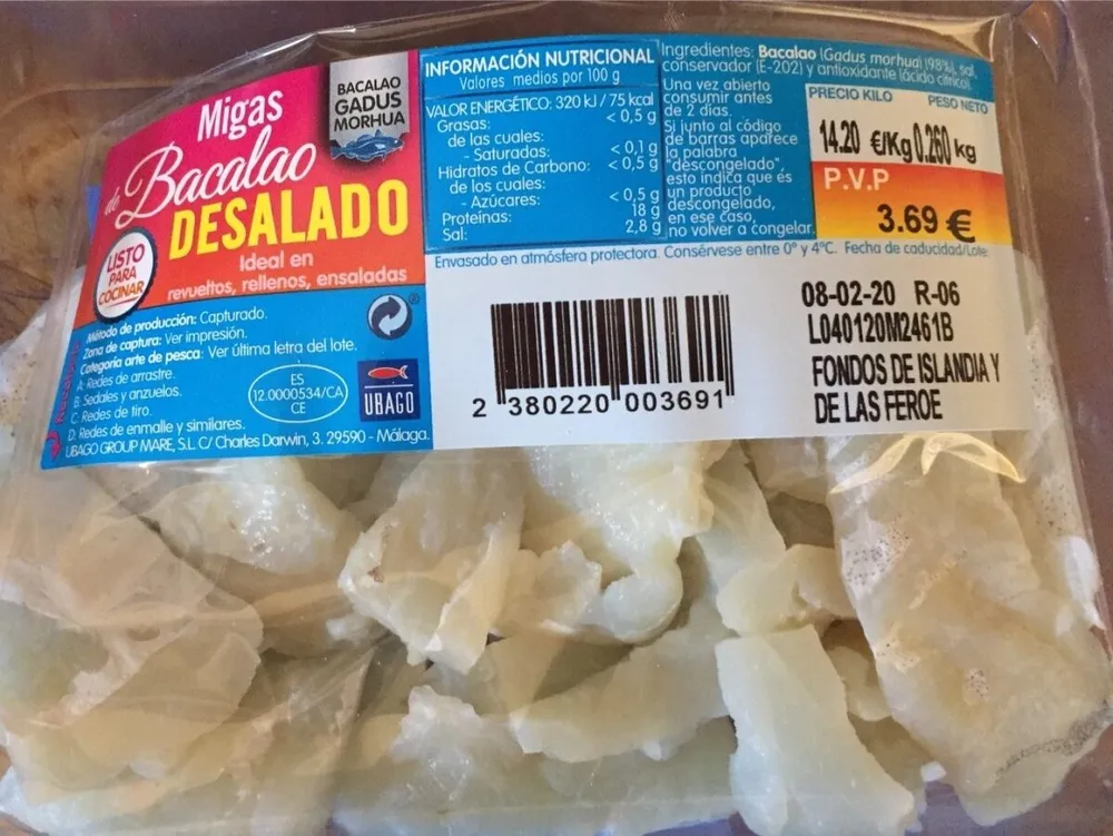 Migas de bacalao desalado