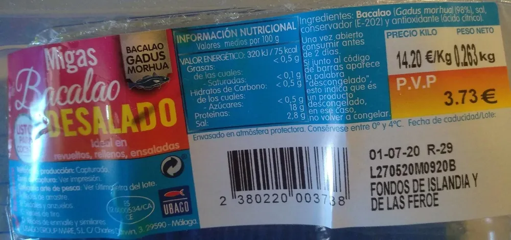 Migas de bacalao desalado