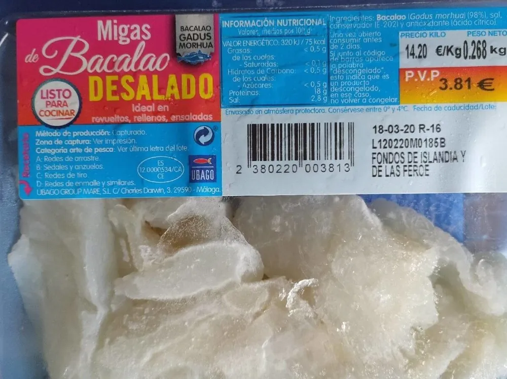 Migas de bacalado desalado